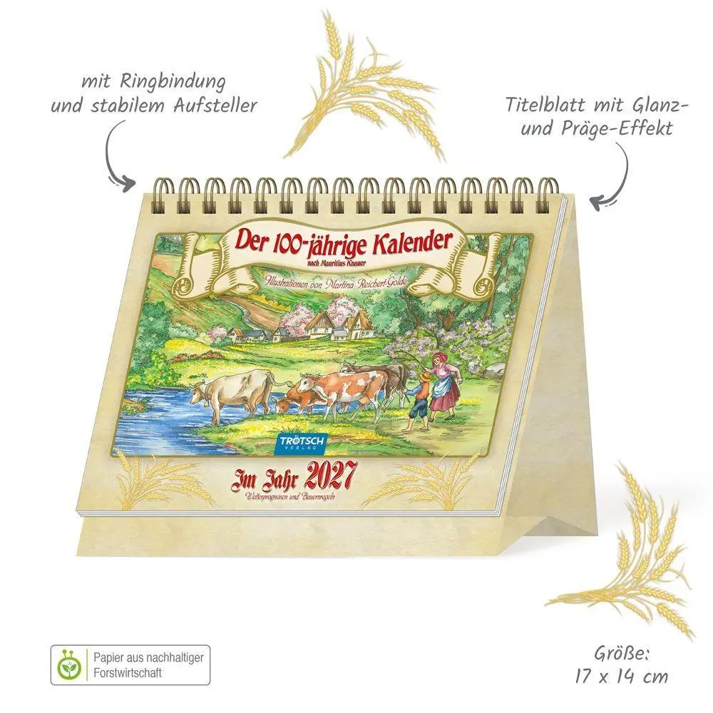 Bild: 9783988026163 | TRÖTSCH - Aufstellkalender Der 100-jährige Kalender 2027 | KG | 24 S.