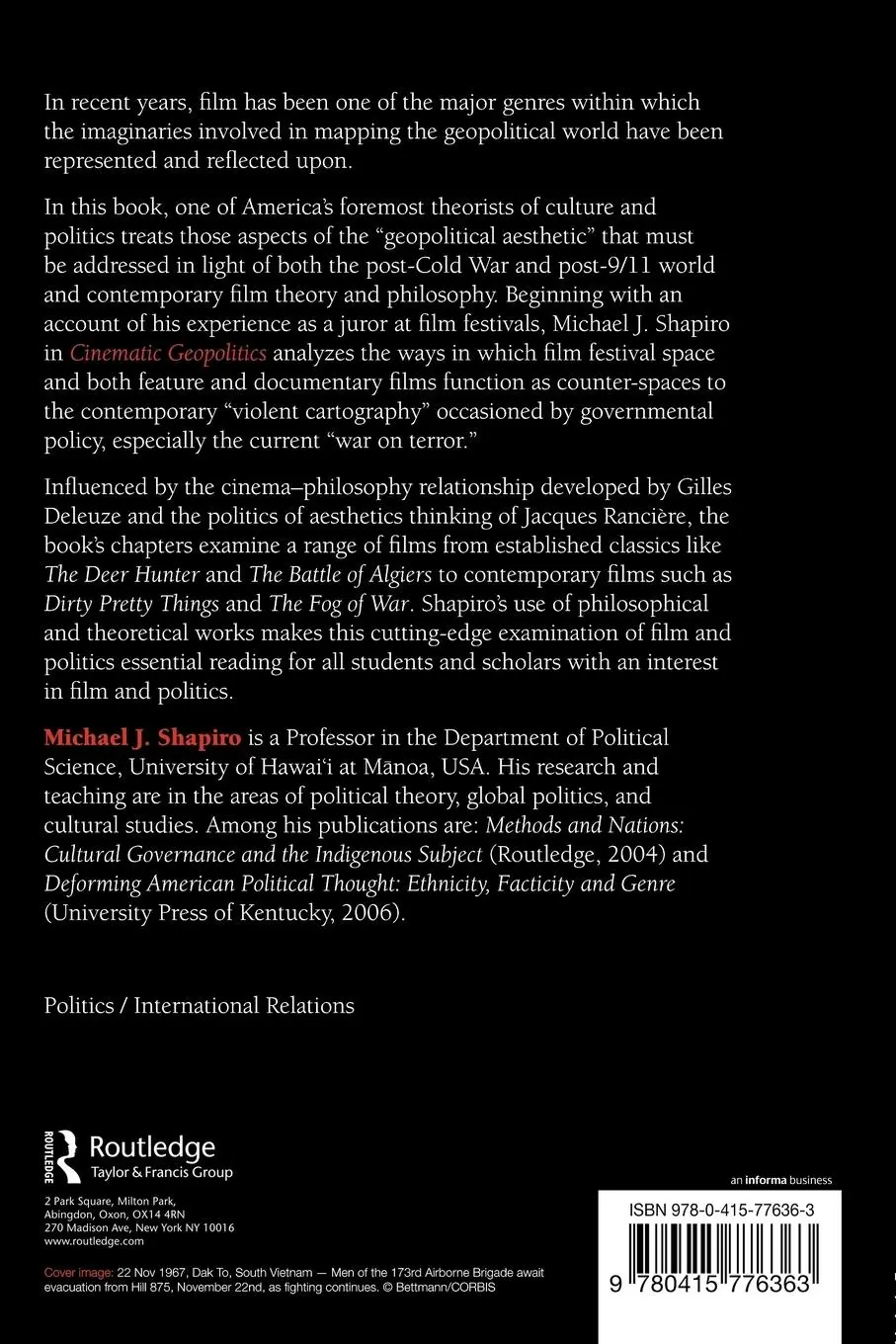 Rückseite: 9780415776363 | Cinematic Geopolitics | Michael J. Shapiro | Taschenbuch | Englisch