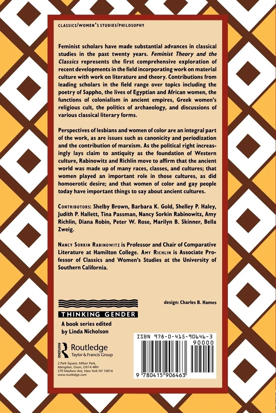 Rückseite: 9780415906463 | Feminist Theory and the Classics | Nancy Sorkin Rabinowitz (u. a.)