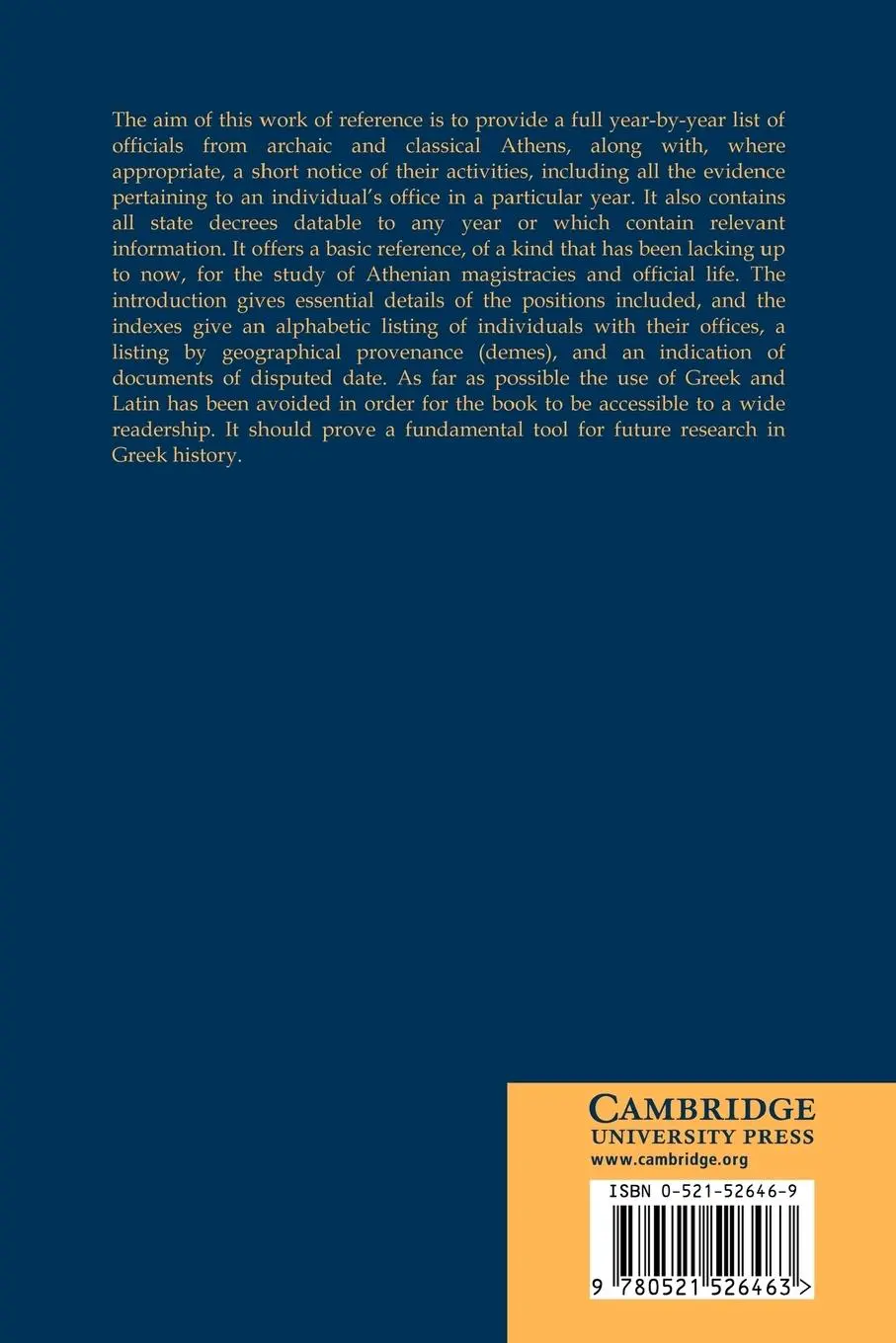 Rückseite: 9780521526463 | Athenian Officials 684 321 BC | Robert Develin | Taschenbuch | 2003