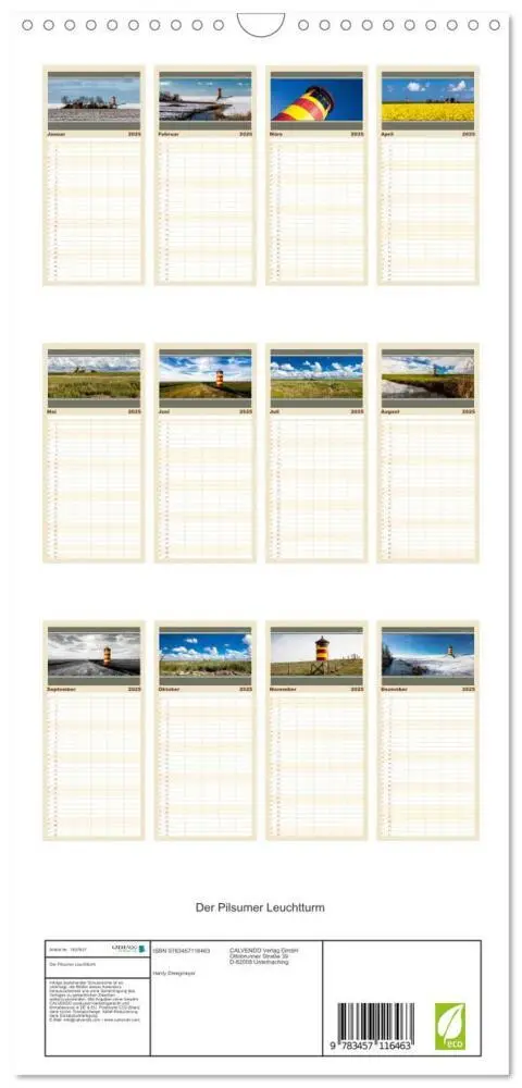 Bild: 9783457116463 | Familienplaner 2025 - Der Pilsumer Leuchtturm mit 5 Spalten...