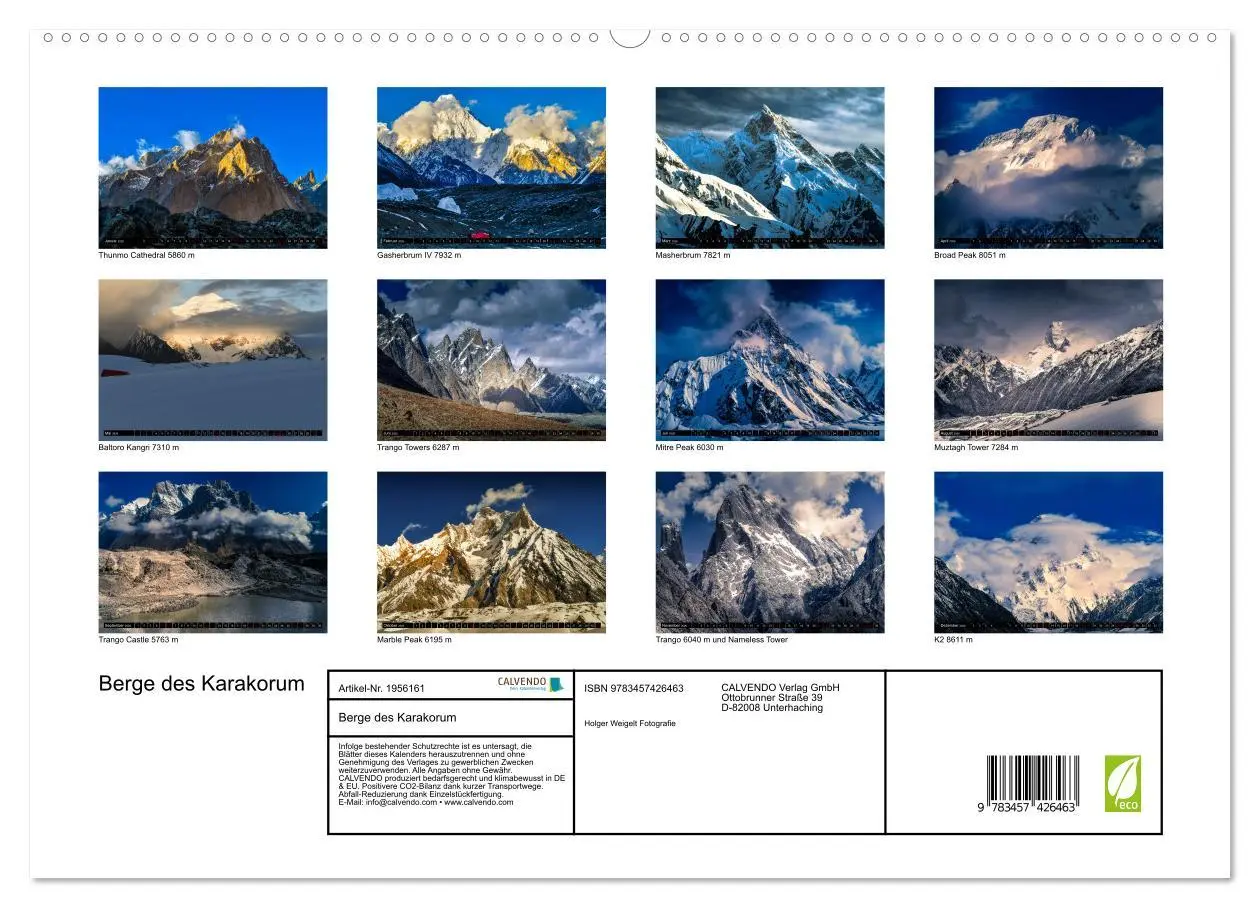 Bild: 9783457426463 | Berge des Karakorum (hochwertiger Premium Wandkalender 2026 DIN A2...