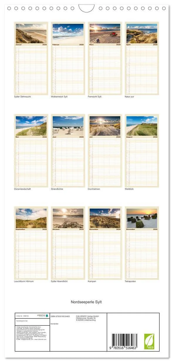 Bild: 9783516516463 | Familienplaner 2026 - Nordseeperle Sylt mit 5 Spalten...