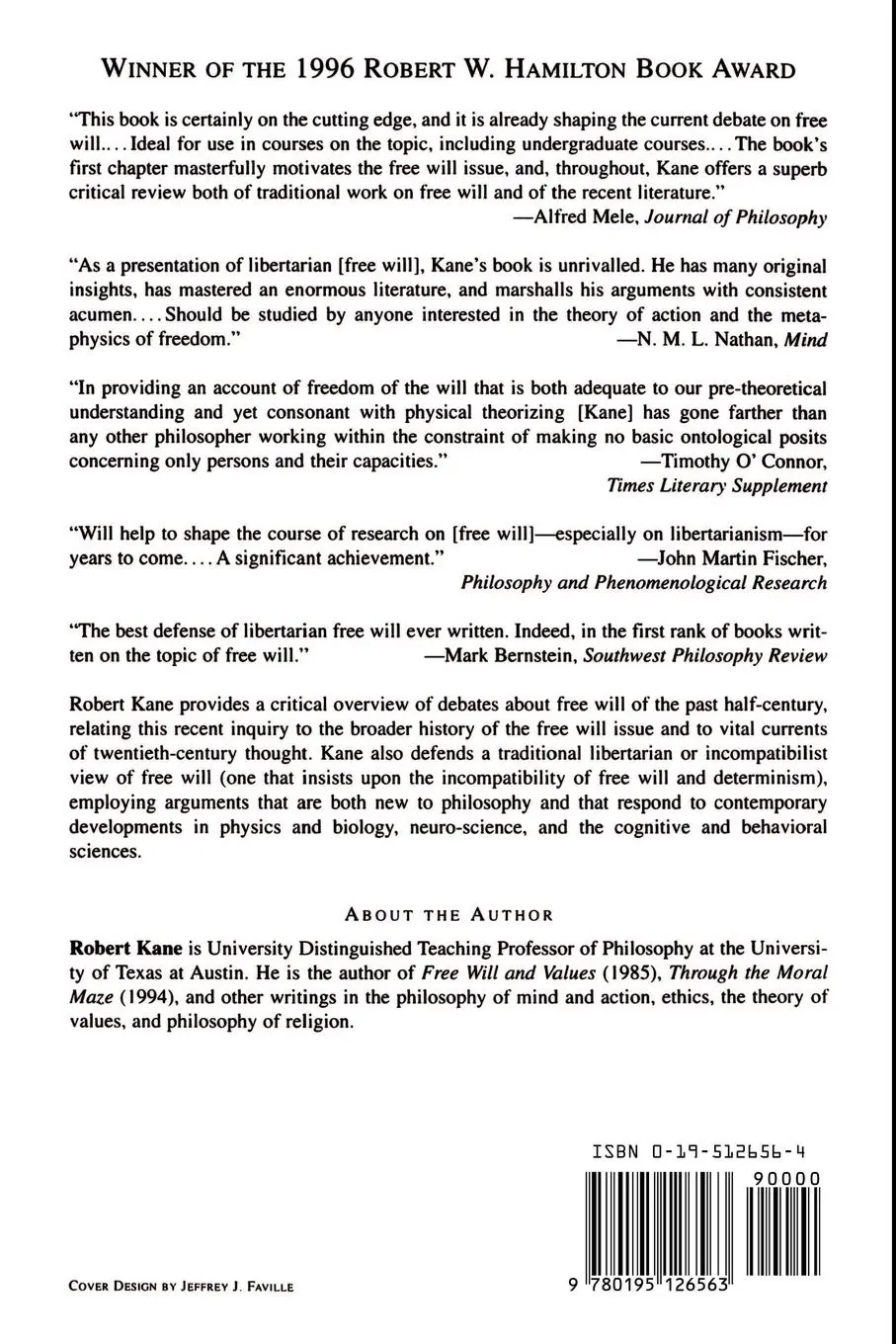 Rückseite: 9780195126563 | The Significance of Free Will | Robert Kane | Taschenbuch | Englisch