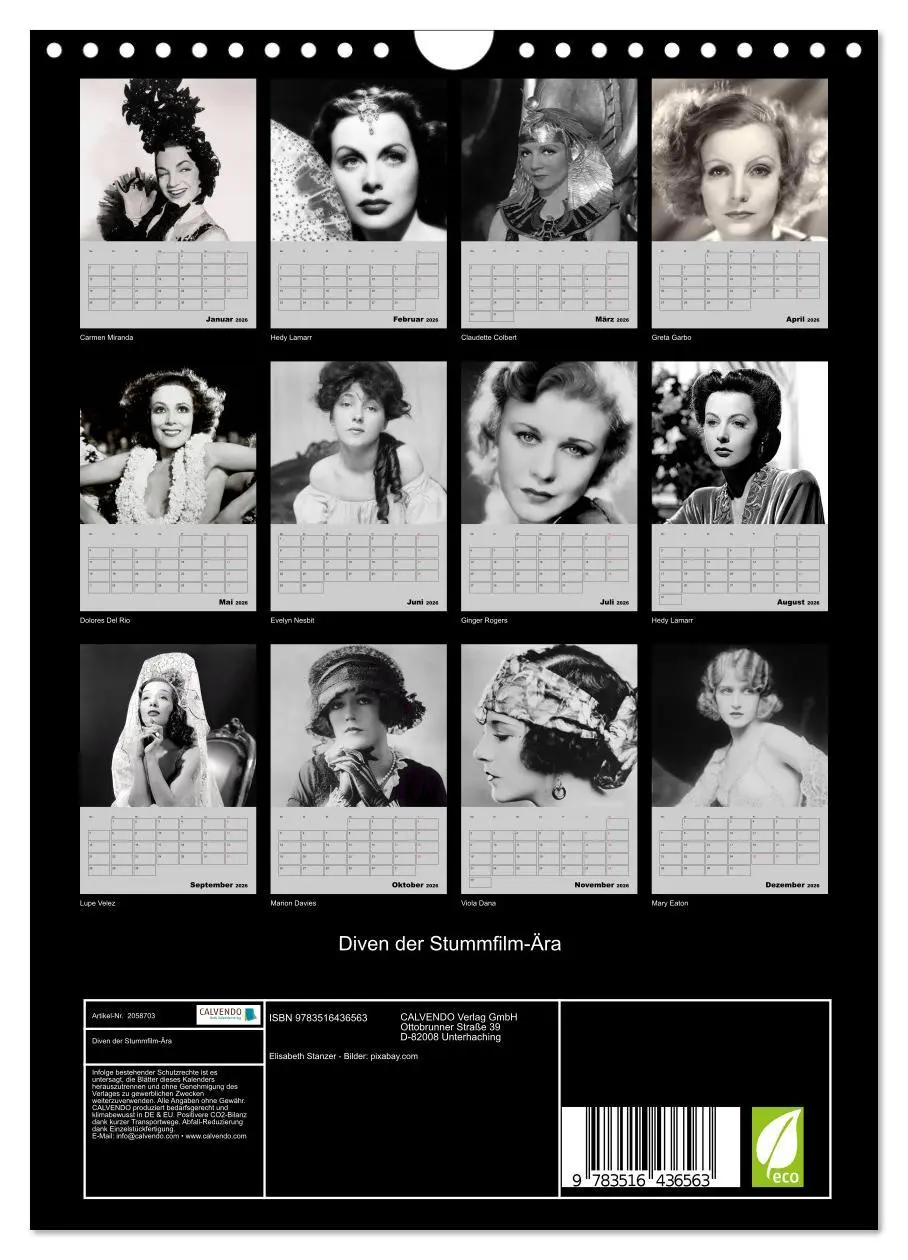 Bild: 9783516436563 | Diven der Stummfilm-Ära (Wandkalender 2026 DIN A4 hoch), CALVENDO...