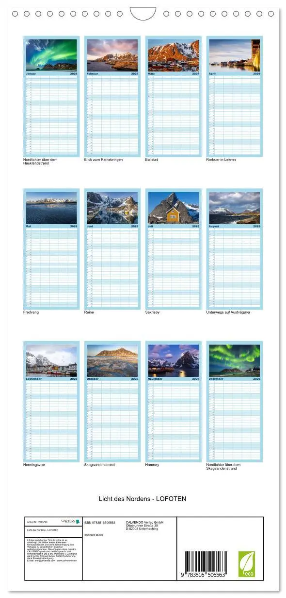 Bild: 9783516506563 | Familienplaner 2026 - Licht des Nordens - LOFOTEN mit 5 Spalten...
