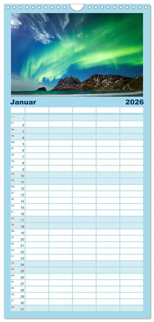 Bild: 9783516506563 | Familienplaner 2026 - Licht des Nordens - LOFOTEN mit 5 Spalten...
