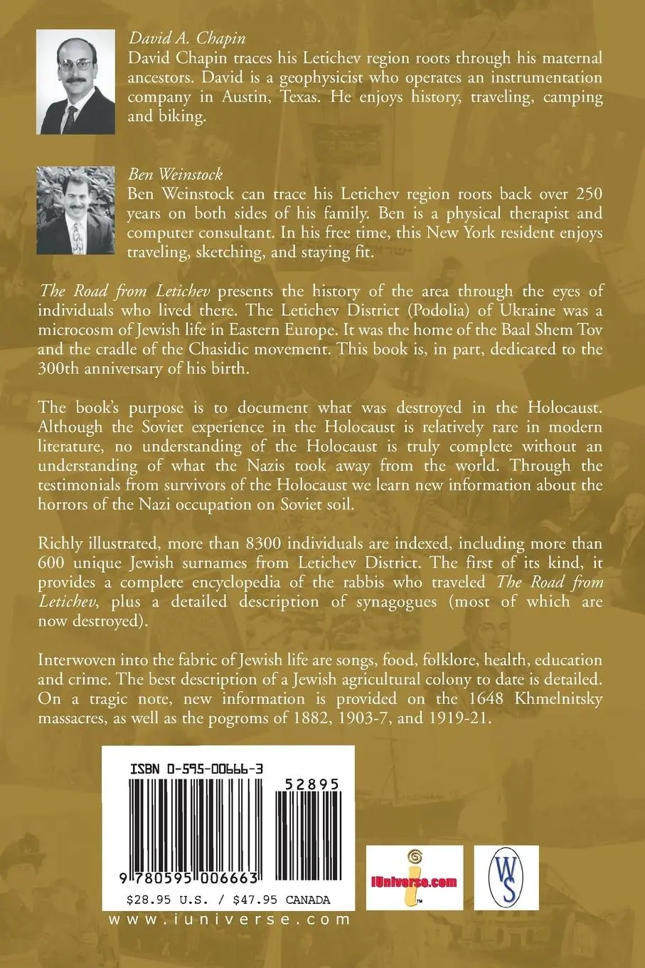 Rückseite: 9780595006663 | The Road from Letichev, Volume 1 | David A. Chapin (u. a.) | Buch