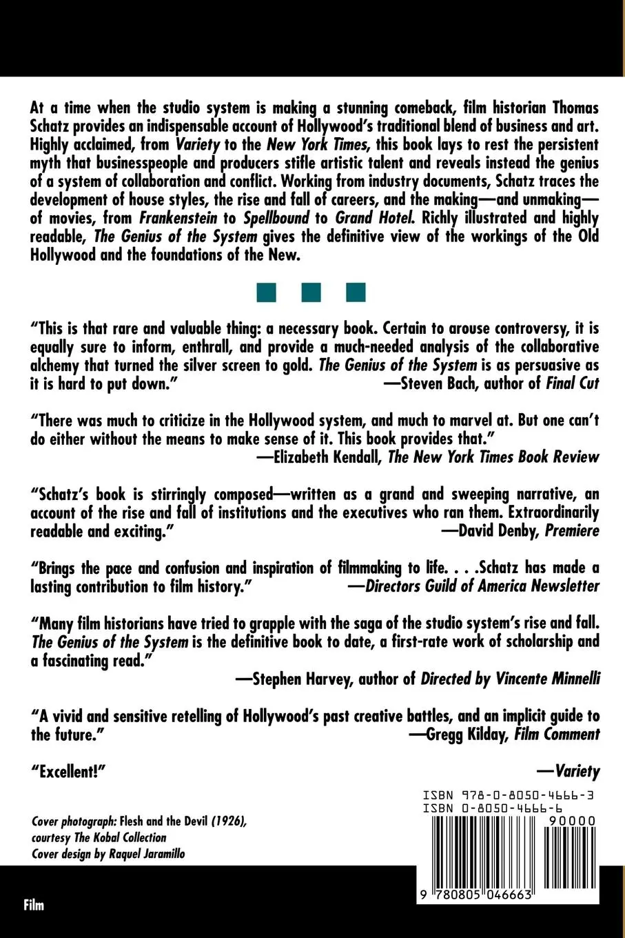 Rückseite: 9780805046663 | The Genius of the System | Hollywood Filmmaking in the Studio Era