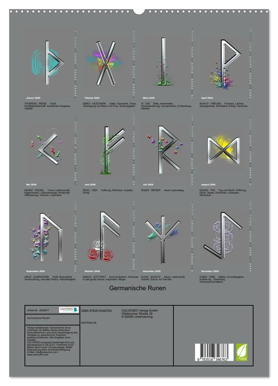 Bild: 9783516346763 | Germanische Runen (hochwertiger Premium Wandkalender 2026 DIN A2...