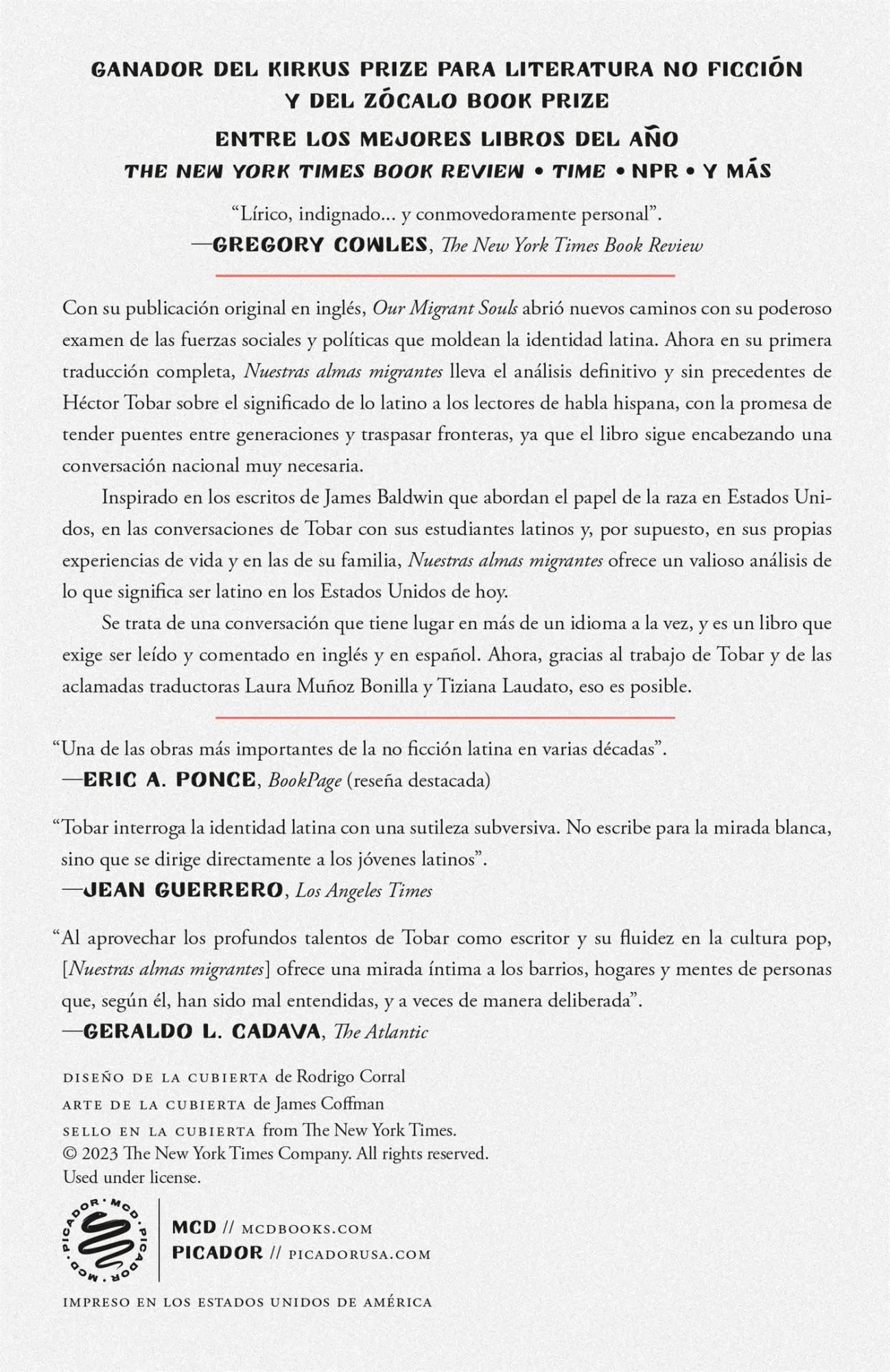 Rückseite: 9781250366863 | Nuestras almas migrantes (Our Migrant Souls - Spanish Edition) | Tobar