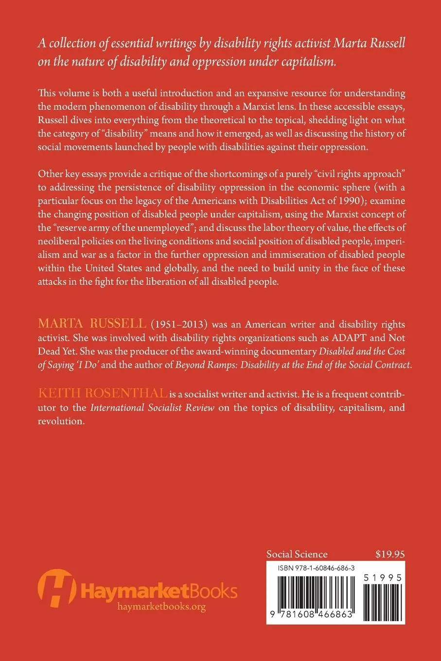 Rückseite: 9781608466863 | Capitalism and Disability | Selected Writings by Marta Russell | Buch