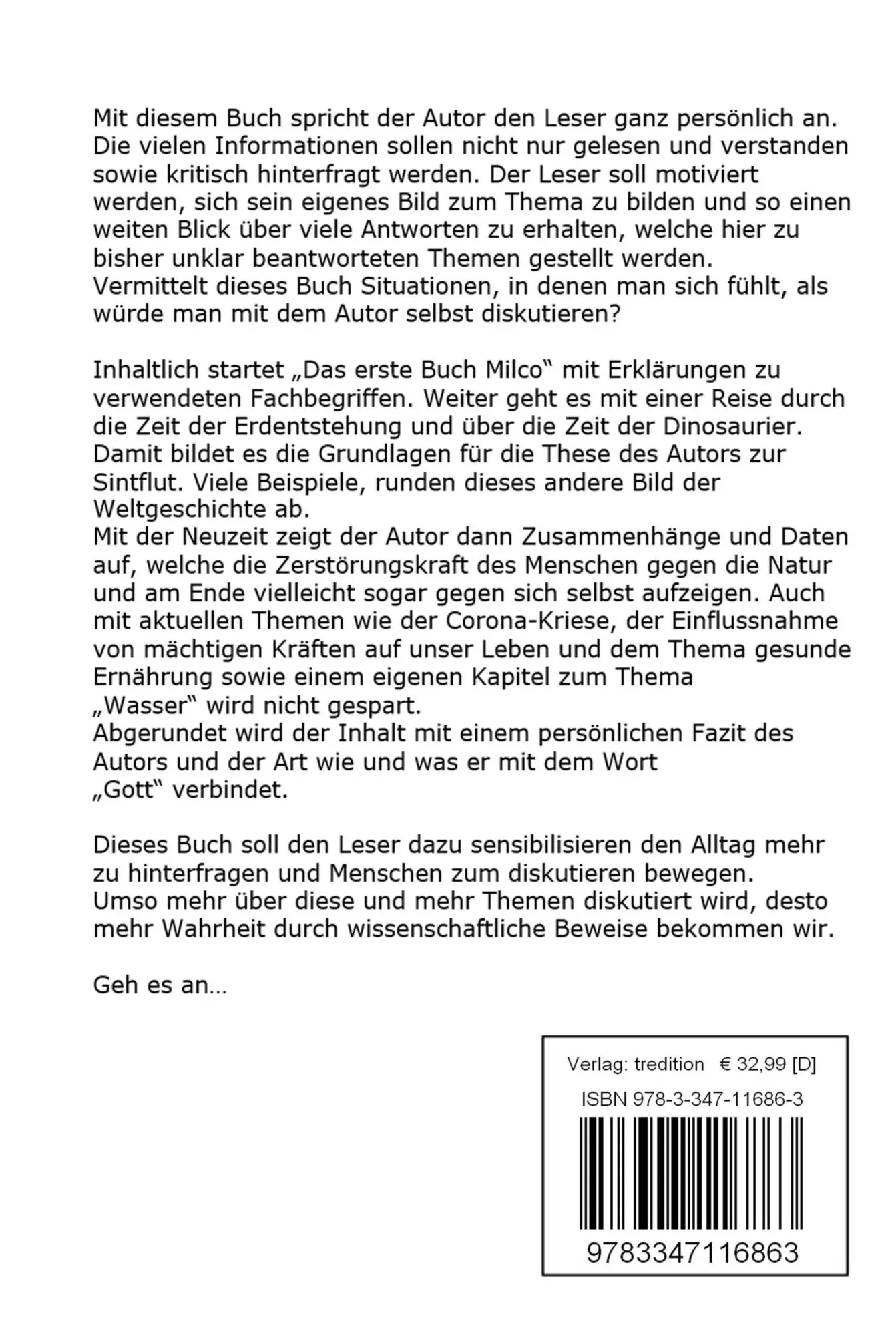 Rückseite: 9783347116863 | Das erste Buch Milco | Ein Versuch, Verständnis zu schaffen | Schubert