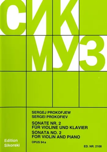Cover: 9790003016863 | Violin Sonata No.2 Op.94a | Sergei Prokofiev | Buch | Sikorski Edition