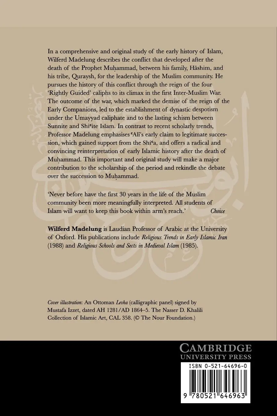Rückseite: 9780521646963 | The Succession to Muhammad | A Study of the Early Caliphate | Buch
