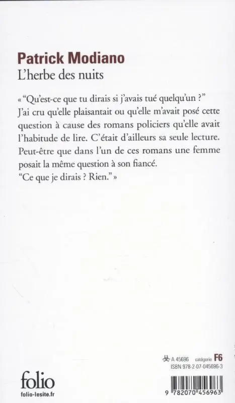 Rückseite: 9782070456963 | L'herbe des nuits | Patrick Modiano | Taschenbuch | 168 S. | 2013