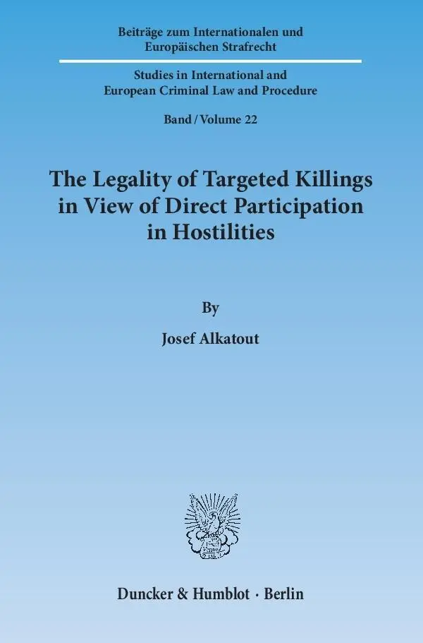 Cover: 9783428146963 | The Legality of Targeted Killings in View of Direct Participation...