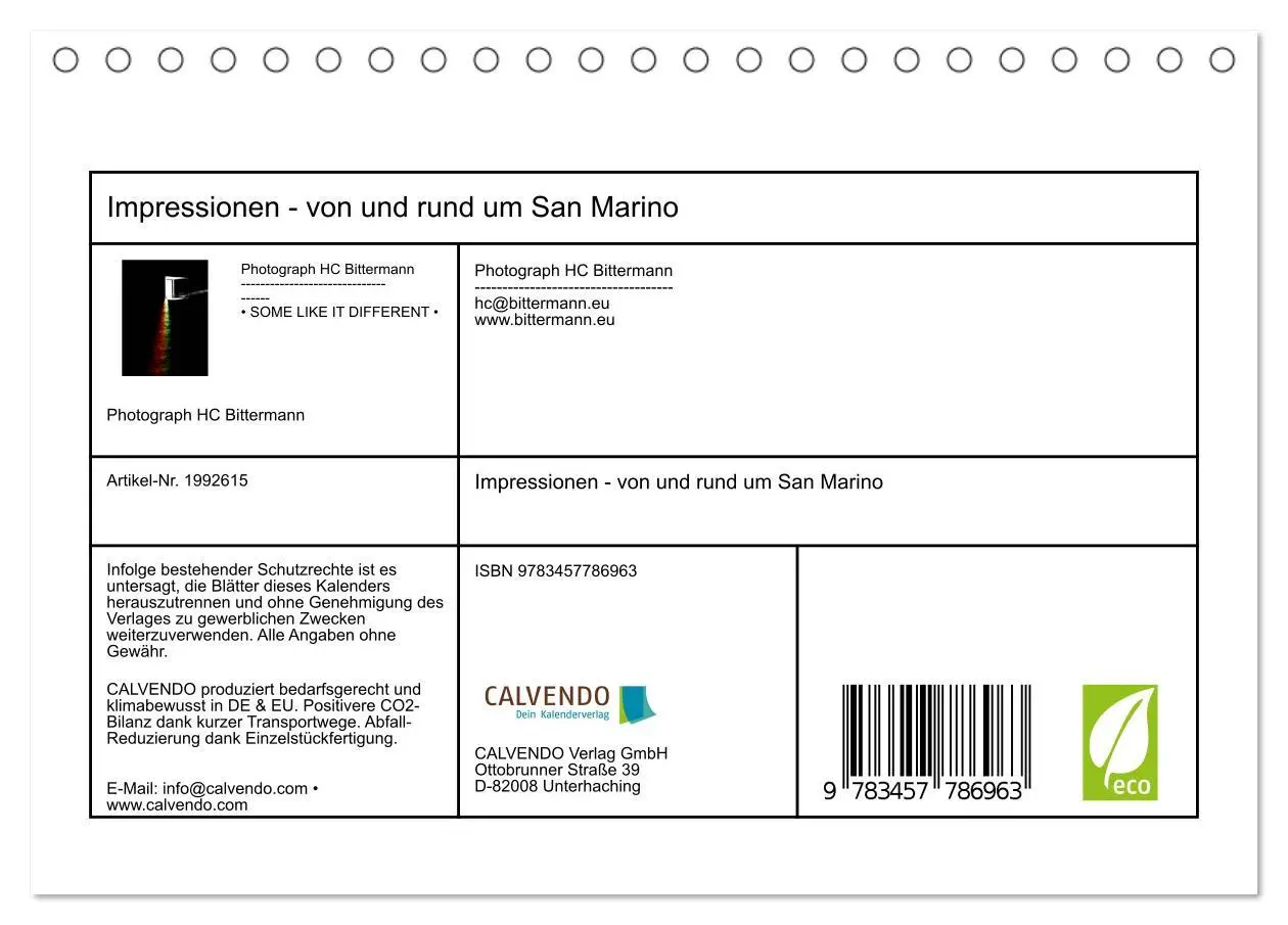 Bild: 9783457786963 | Impressionen - von und rund um San Marino (Tischkalender 2026 DIN...