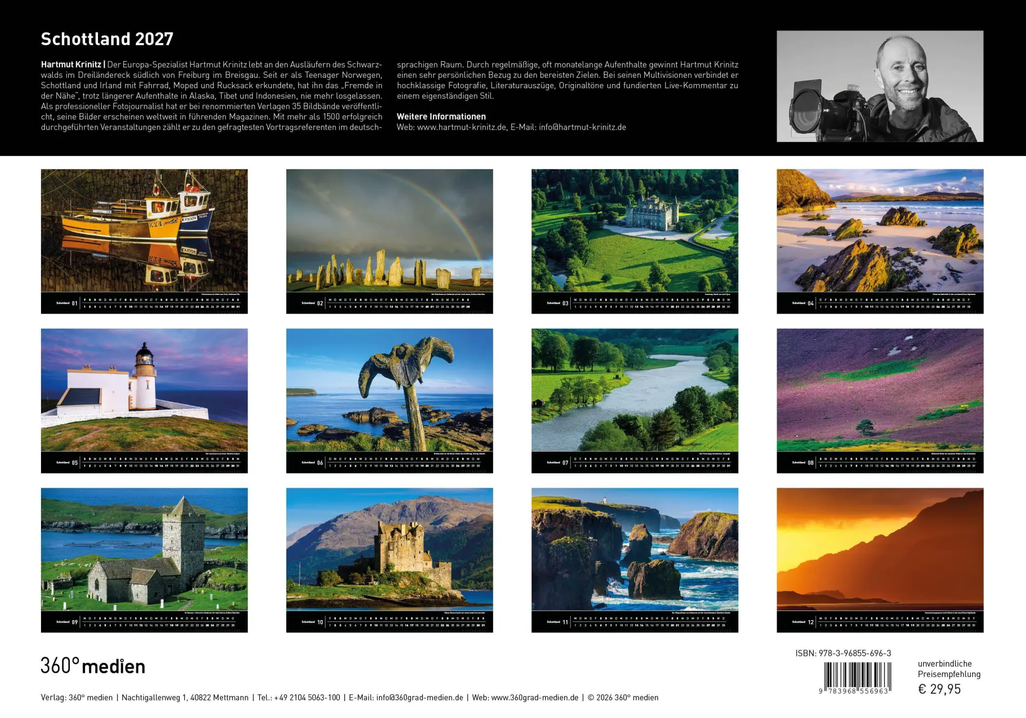 Rückseite: 9783968556963 | Schottland Premiumkalender 2027 | Hartmut Krinitz | Kalender | 14 S.