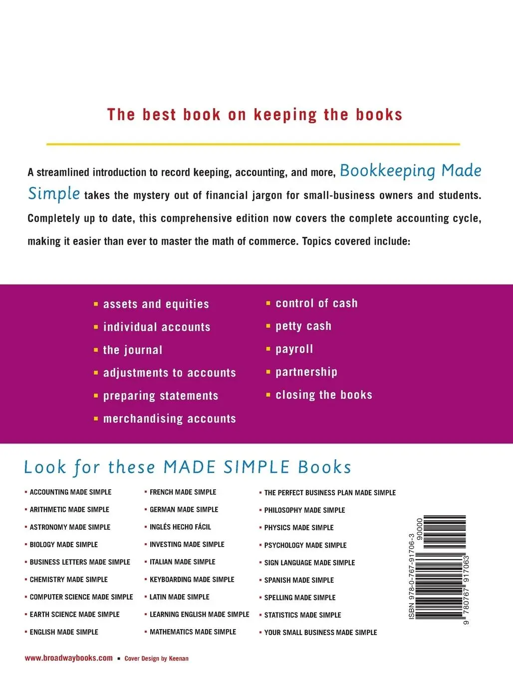 Rückseite: 9780767917063 | Bookkeeping Made Simple | David A. Flannery | Taschenbuch | Englisch