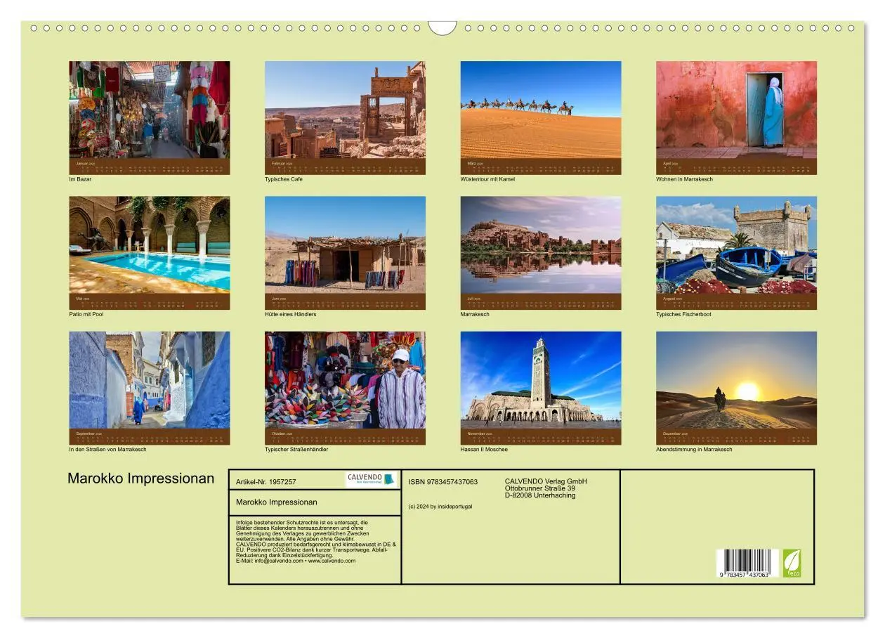 Bild: 9783457437063 | Marokko Impressionan (Wandkalender 2026 DIN A2 quer), CALVENDO...