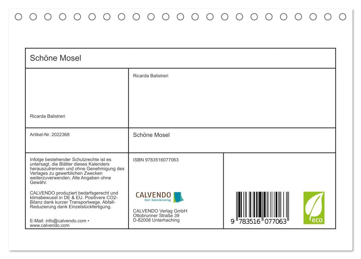 Bild: 9783516077063 | Schöne Mosel (Tischkalender 2026 DIN A5 quer), CALVENDO Monatskalender