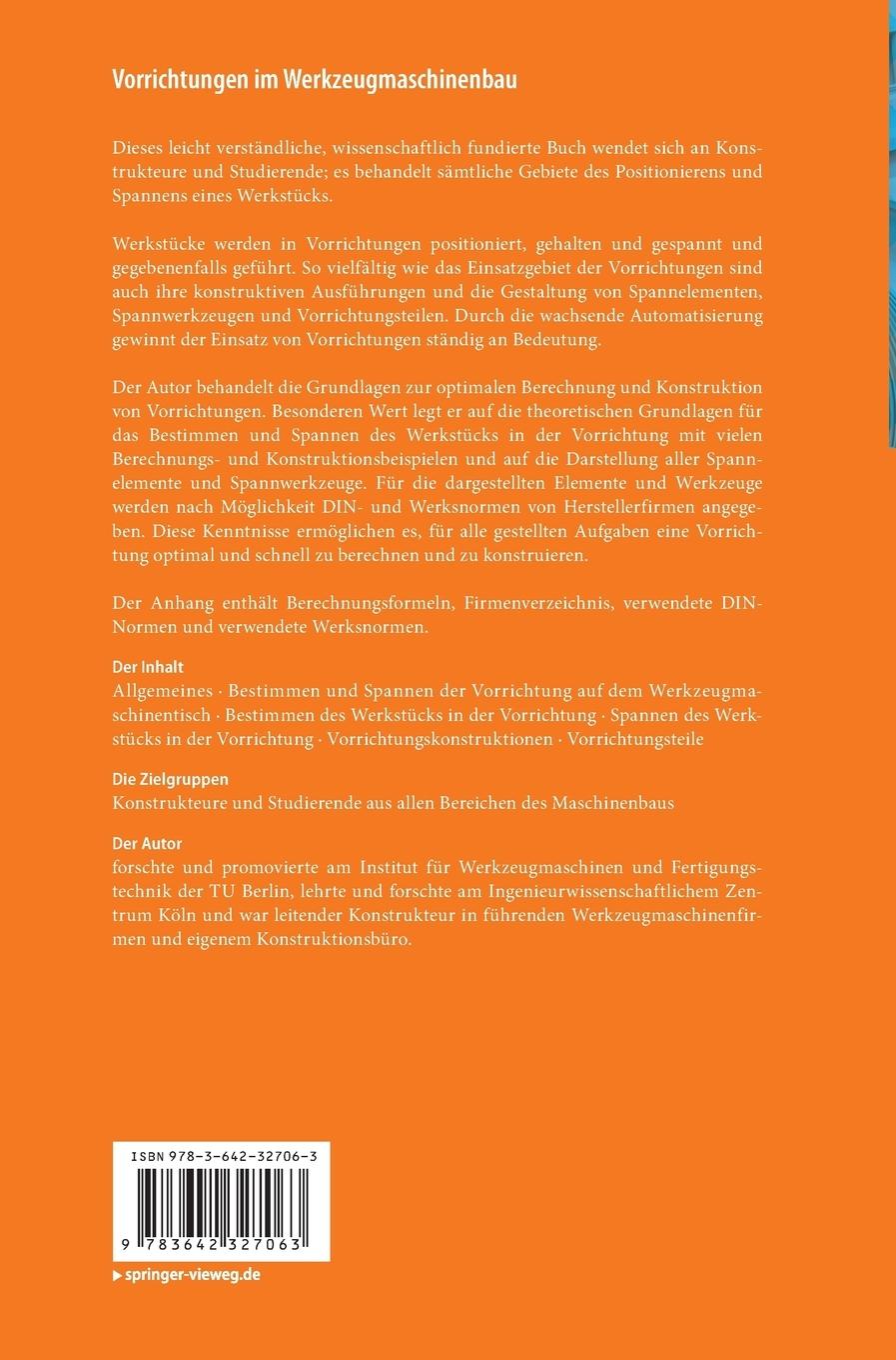 Rückseite: 9783642327063 | Vorrichtungen im Werkzeugmaschinenbau | Bozina Perovic | Buch | x