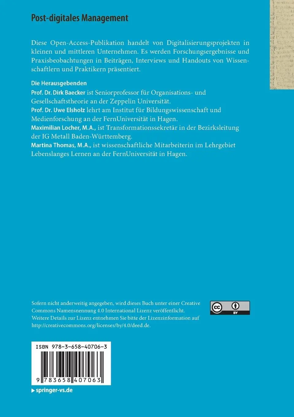 Rückseite: 9783658407063 | Post-digitales Management | Dirk Baecker (u. a.) | Taschenbuch | xii