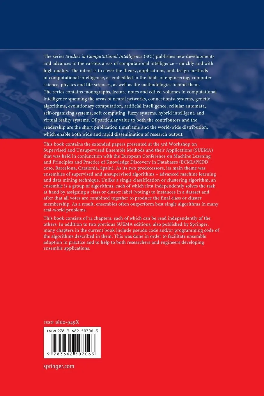 Rückseite: 9783662507063 | Ensembles in Machine Learning Applications | Oleg Okun (u. a.) | Buch