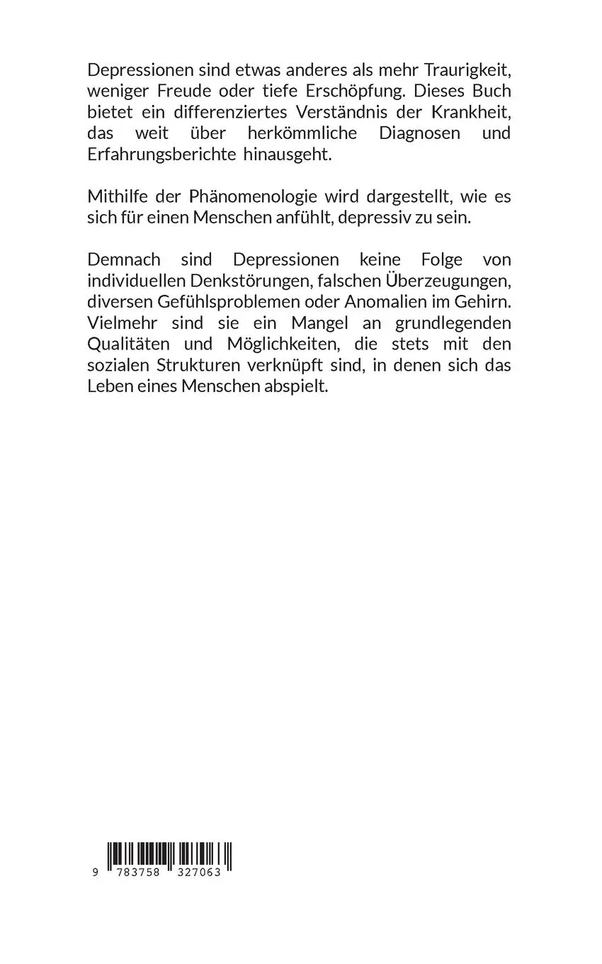 Rückseite: 9783758327063 | Depressionen erleben | Philosophie &amp; Psyche | Tamara Niebler | Buch