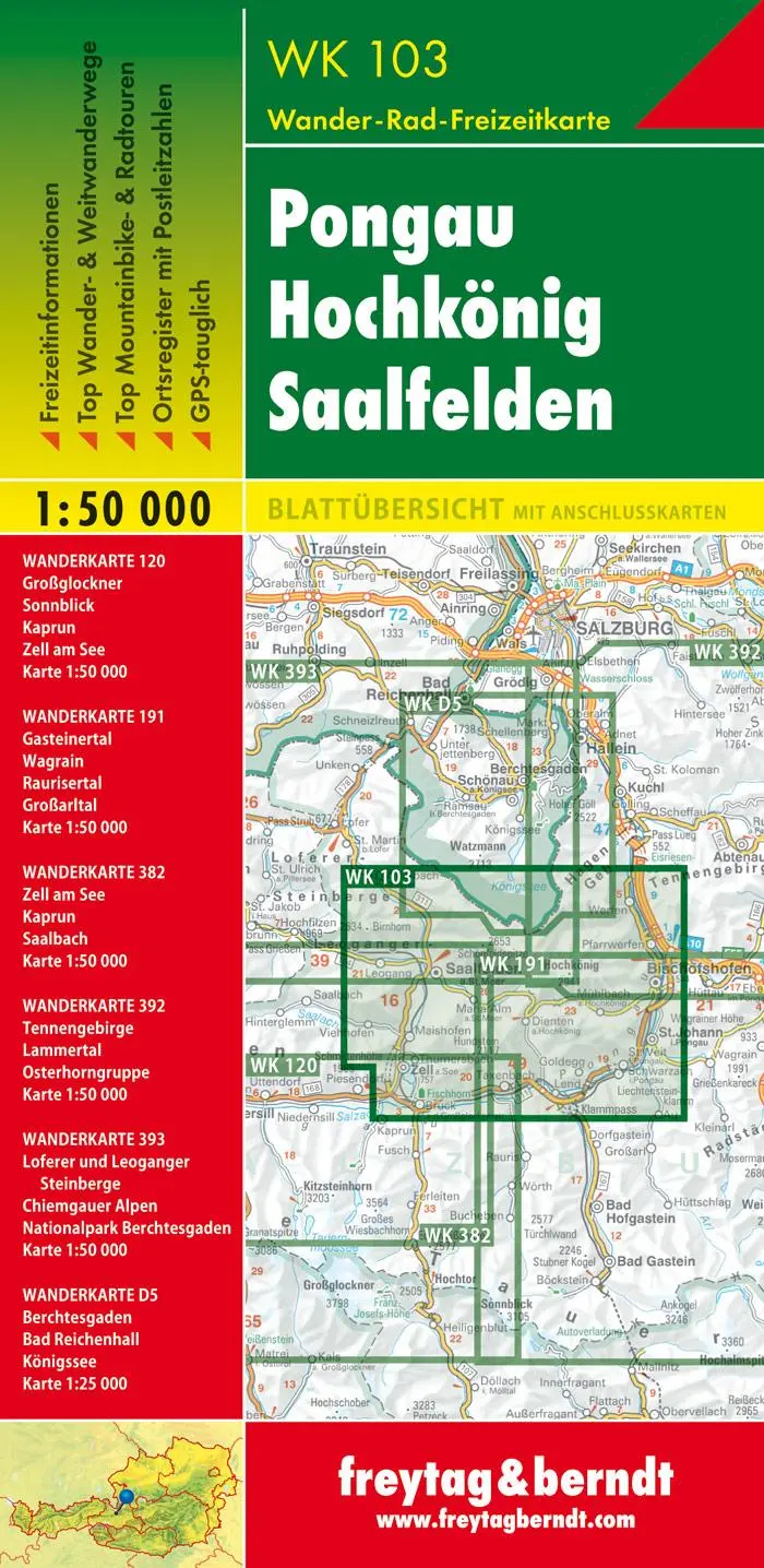 Rückseite: 9783850847063 | Pongau, Hochkönig, Saalfelden 1 : 50 000. WK 103 | KG | (Land-)Karte