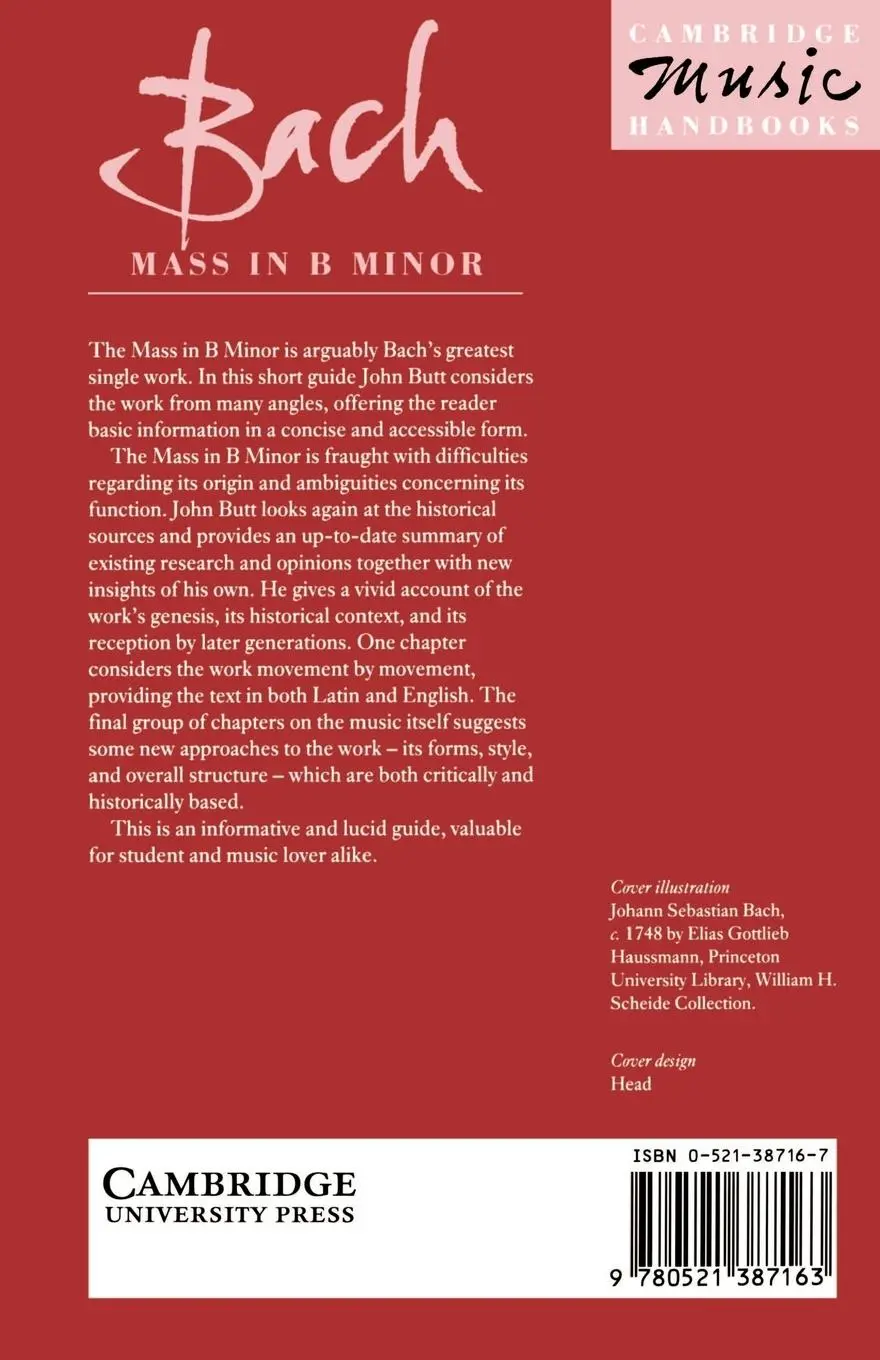 Rückseite: 9780521387163 | Bach | Mass in B Minor | John Butt | Taschenbuch | Englisch | 2002