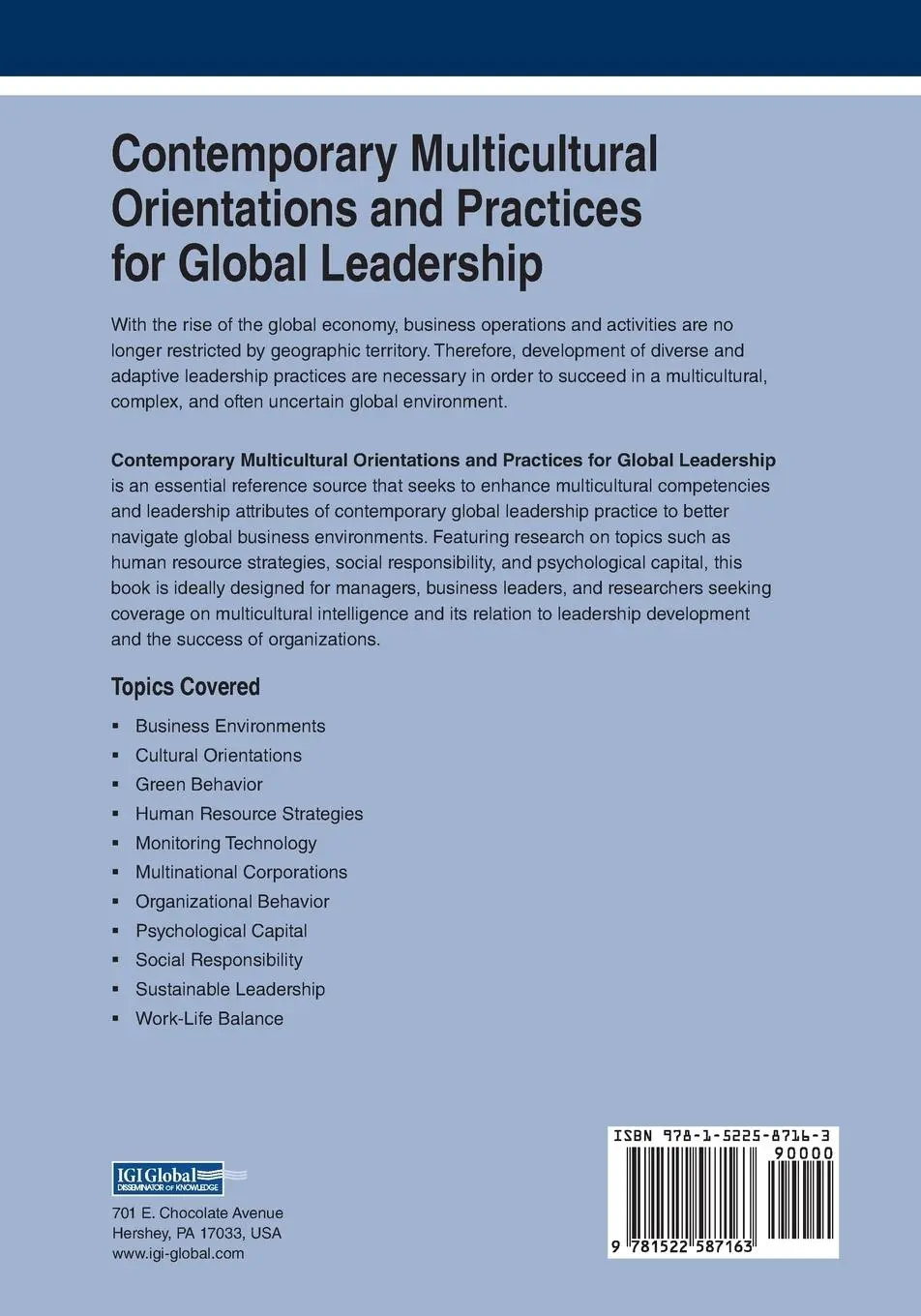 Rückseite: 9781522587163 | Contemporary Multicultural Orientations and Practices for Global...