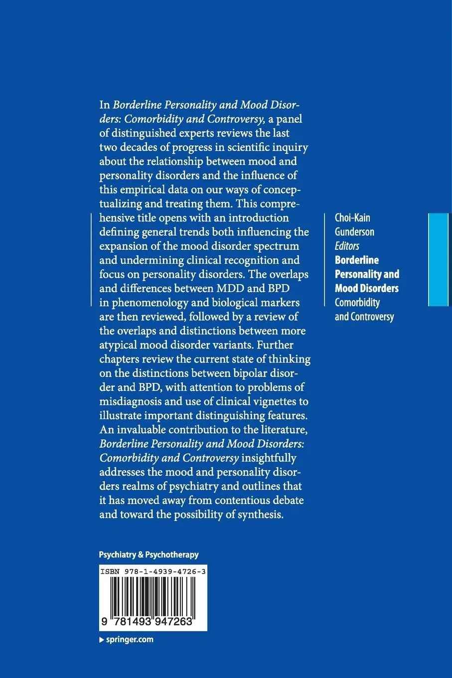 Rückseite: 9781493947263 | Borderline Personality and Mood Disorders | John G. Gunderson (u. a.)