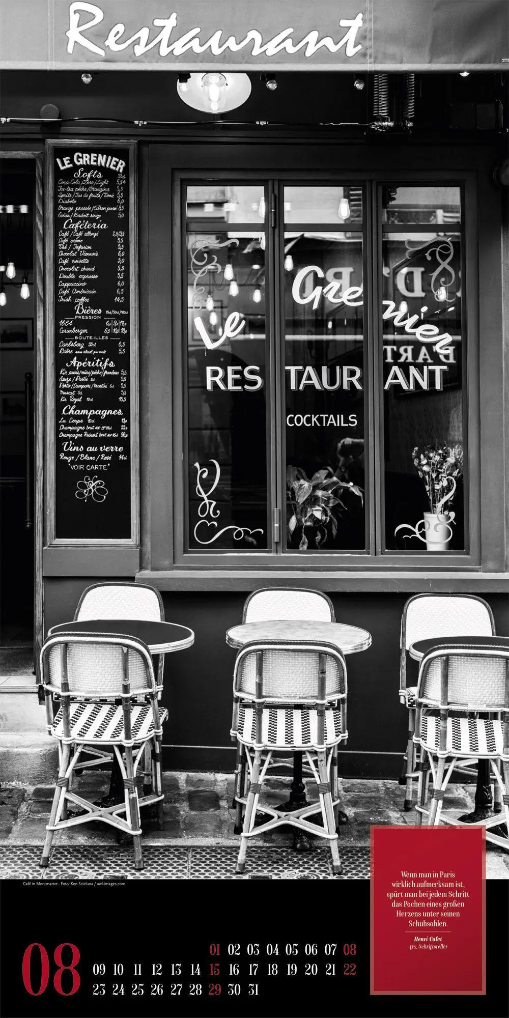 Bild: 9783838427263 | Paris, je t'aime Literatur-Kalender 2027 | Ackermann Kunstverlag GmbH