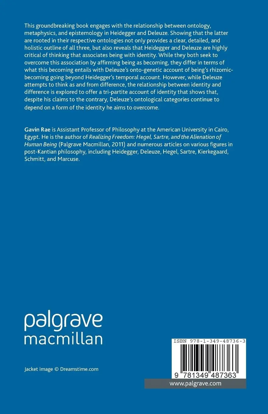 Rückseite: 9781349487363 | Ontology in Heidegger and Deleuze | A Comparative Analysis | G. Rae