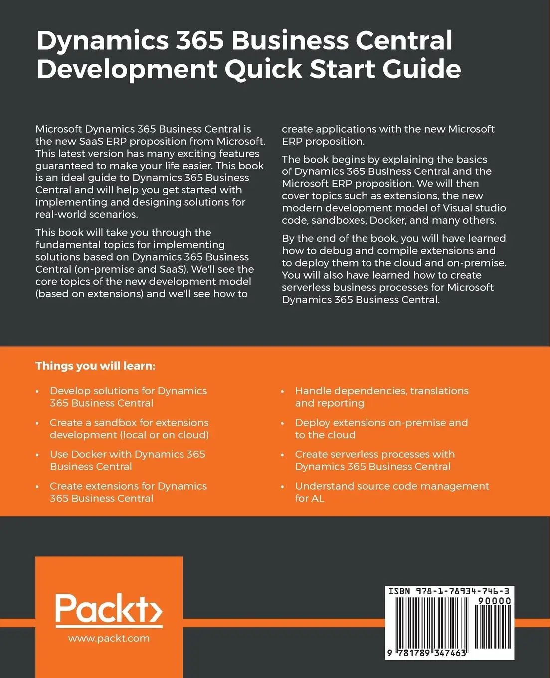 Rückseite: 9781789347463 | Dynamics 365 Business Central Development Quick Start Guide | Buch