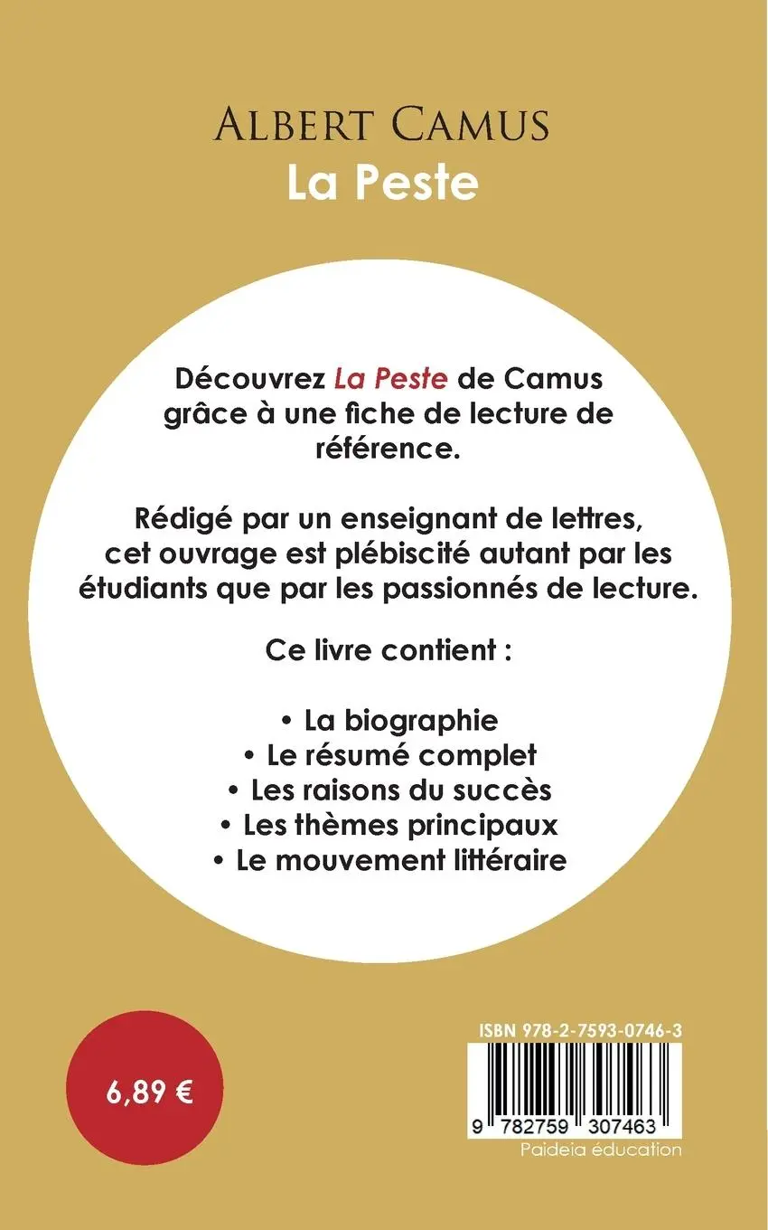 Rückseite: 9782759307463 | Fiche de lecture La Peste (Étude intégrale) | Albert Camus | Buch