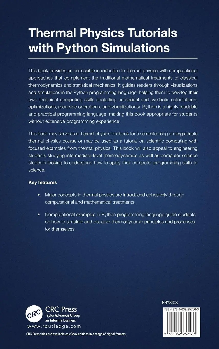Rückseite: 9781032257563 | Thermal Physics Tutorials with Python Simulations | Kouh (u. a.)