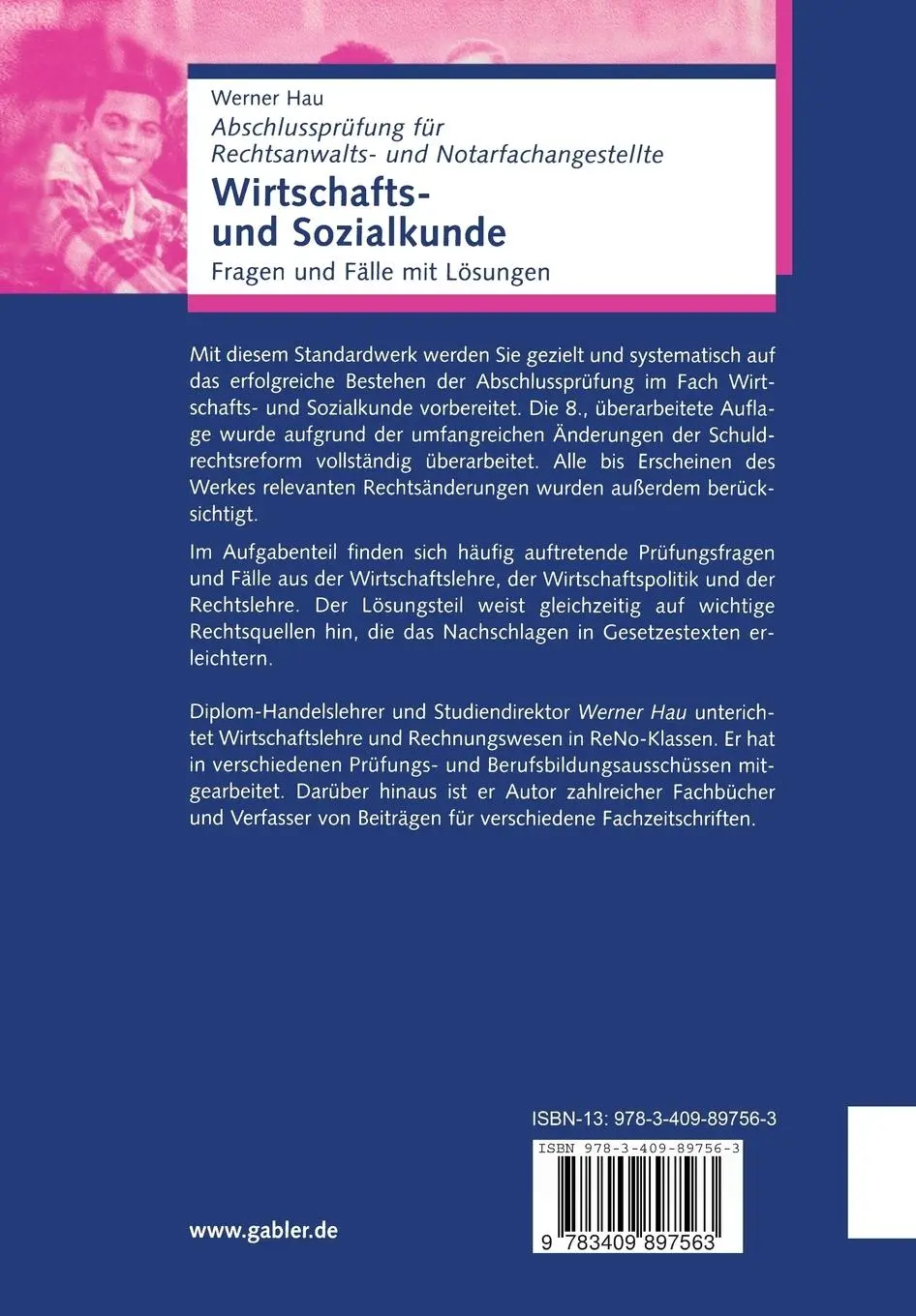 Rückseite: 9783409897563 | Wirtschafts- und Sozialkunde | Fragen und Fälle mit Lösungen | Hau