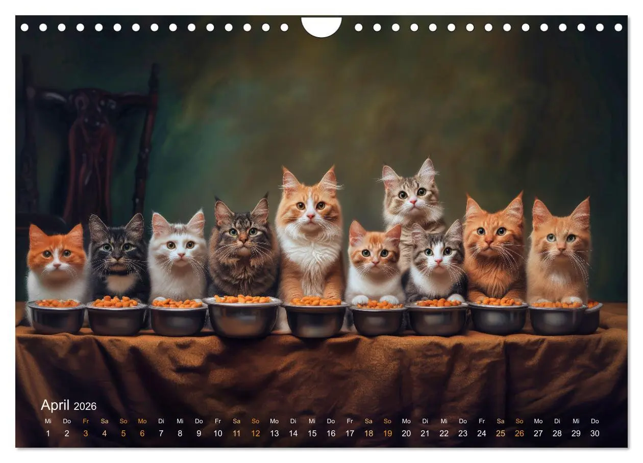 Bild: 9783457317563 | Katzenkunstwerke (Wandkalender 2026 DIN A4 quer), CALVENDO...