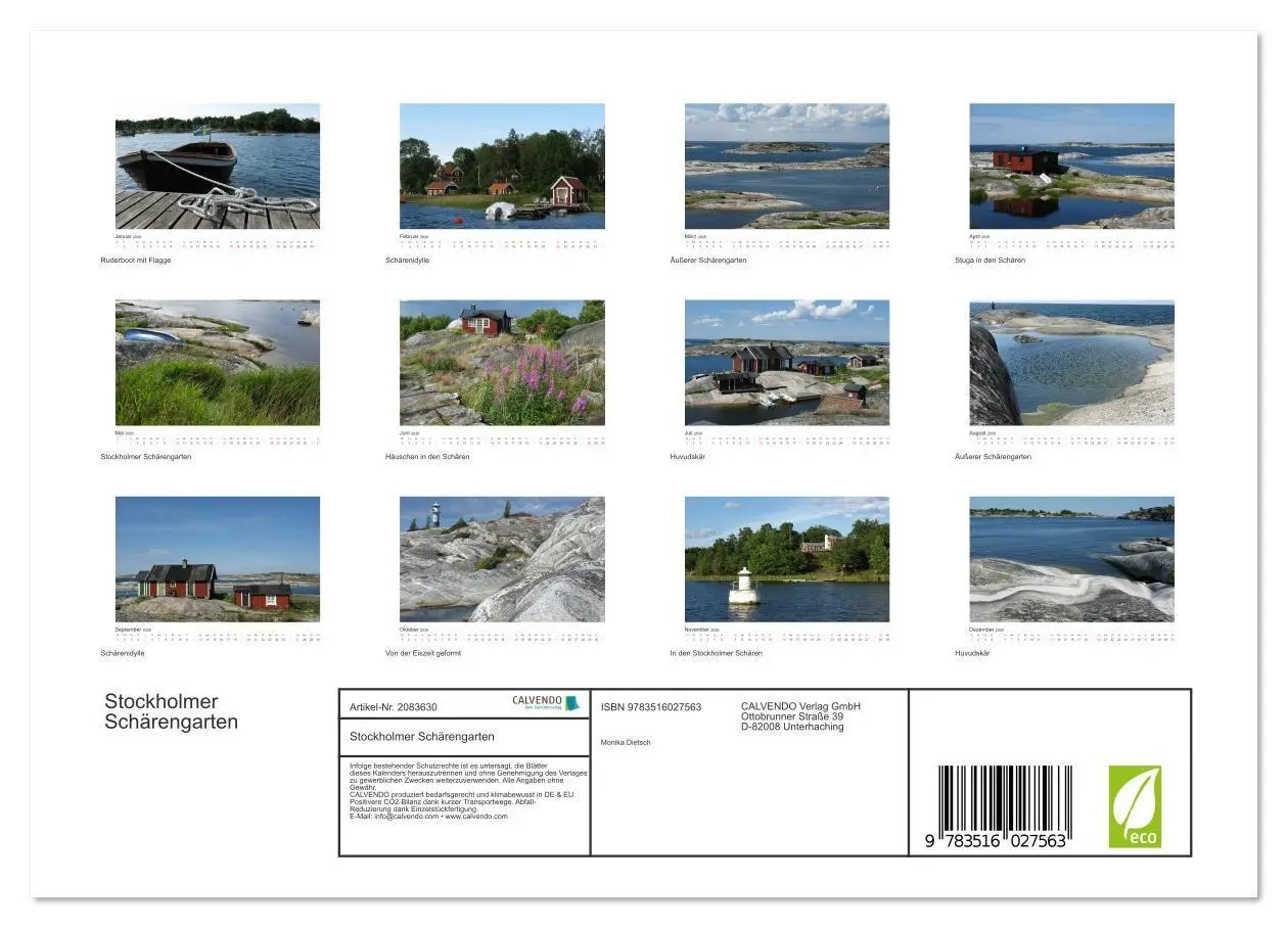 Bild: 9783516027563 | Stockholmer Schärengarten (Wandkalender 2026 DIN A4 quer), CALVENDO...