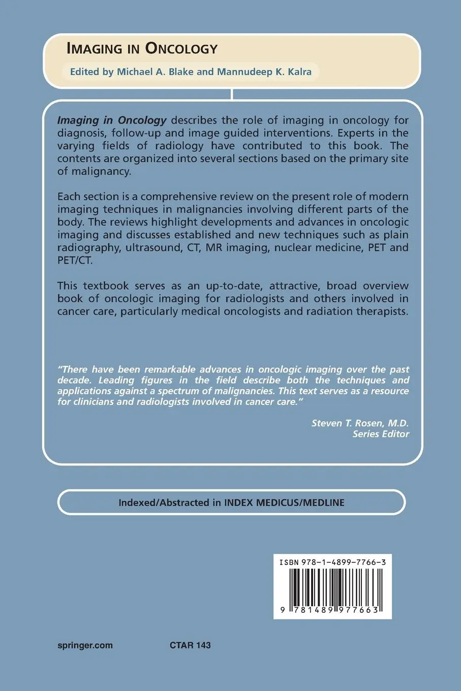 Rückseite: 9781489977663 | Imaging in Oncology | Michael A. Blake (u. a.) | Taschenbuch | xi
