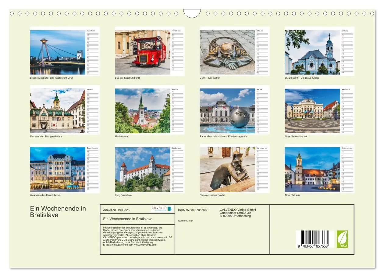 Bild: 9783457857663 | Ein Wochenende in Bratislava (Wandkalender 2026 DIN A3 quer),...