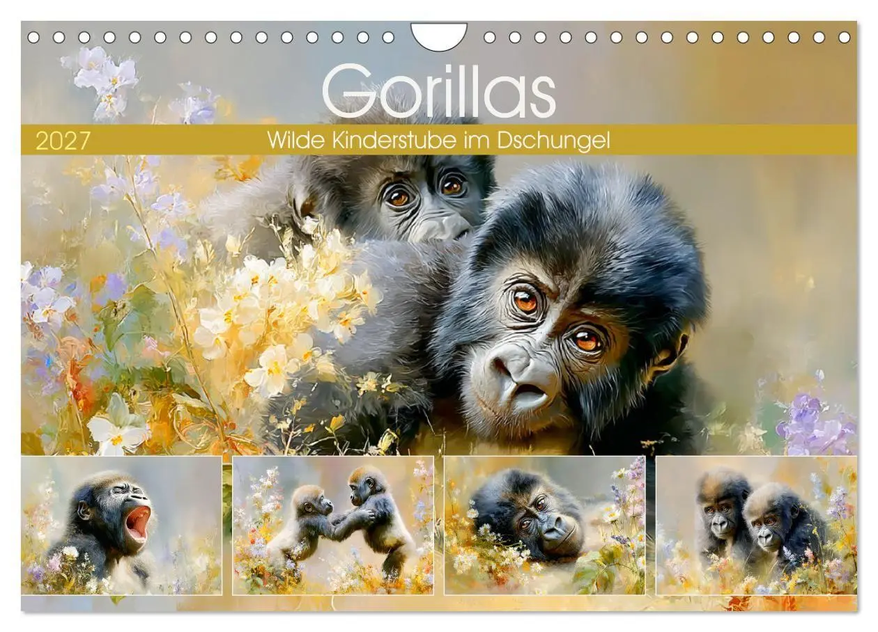 Cover: 9783516797763 | Gorillas. Wilde Kinderstube im Dschungel (Wandkalender 2027 DIN A4...