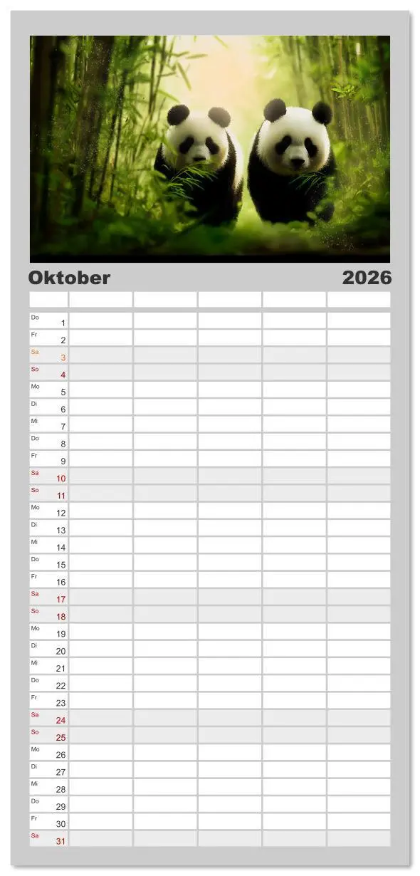 Bild: 9783516617863 | Familienplaner 2026 - Schwarz auf Weiß - Der Panda-Kalender mit 5...