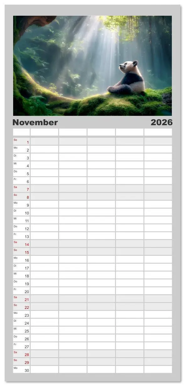 Bild: 9783516617863 | Familienplaner 2026 - Schwarz auf Weiß - Der Panda-Kalender mit 5...