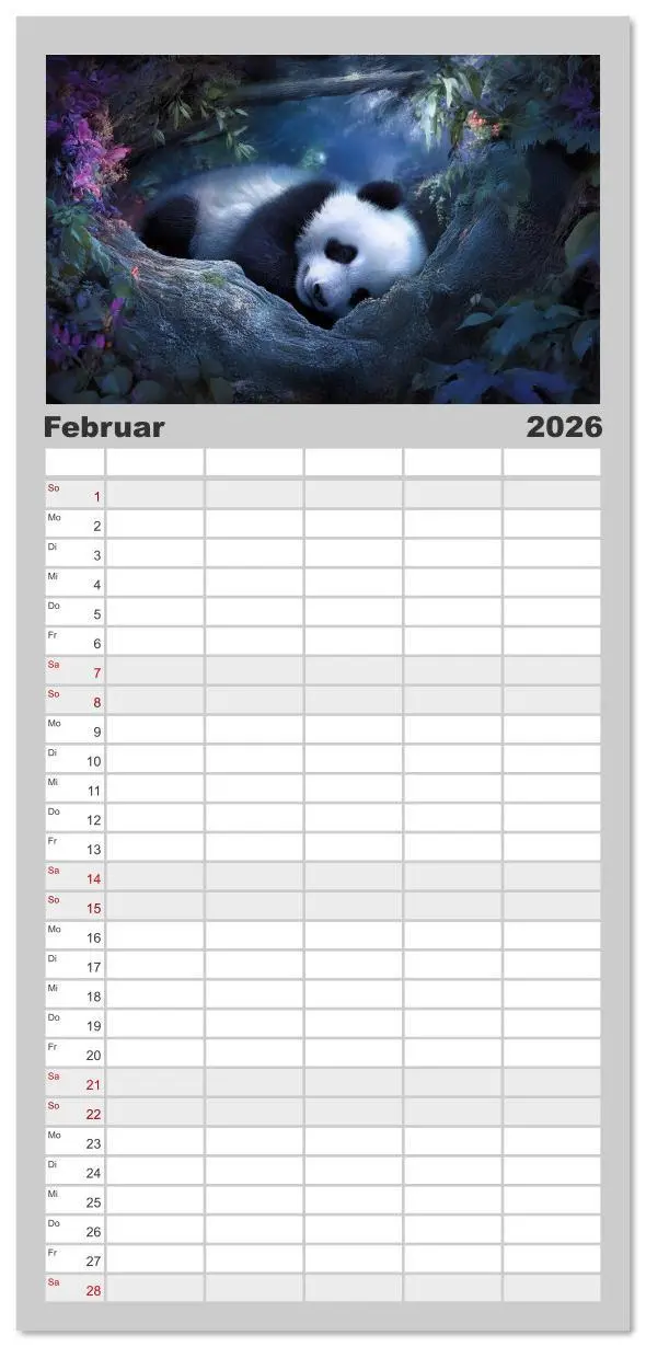 Bild: 9783516617863 | Familienplaner 2026 - Schwarz auf Weiß - Der Panda-Kalender mit 5...