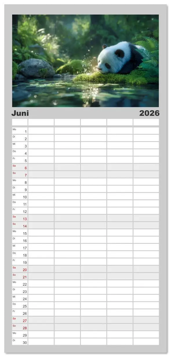 Bild: 9783516617863 | Familienplaner 2026 - Schwarz auf Weiß - Der Panda-Kalender mit 5...
