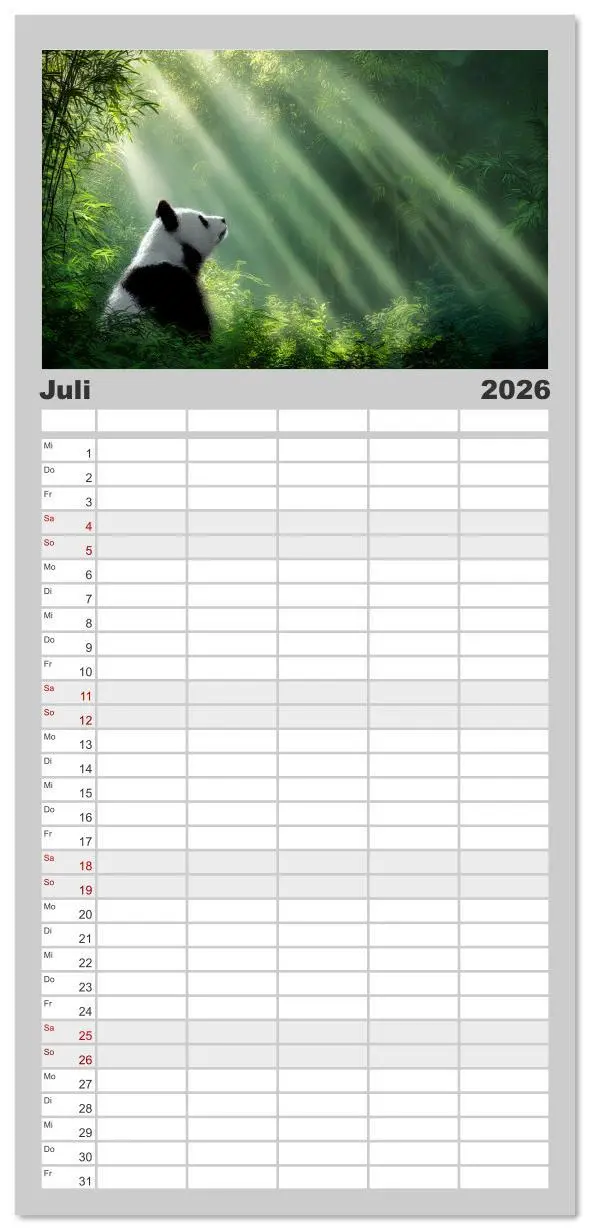 Bild: 9783516617863 | Familienplaner 2026 - Schwarz auf Weiß - Der Panda-Kalender mit 5...